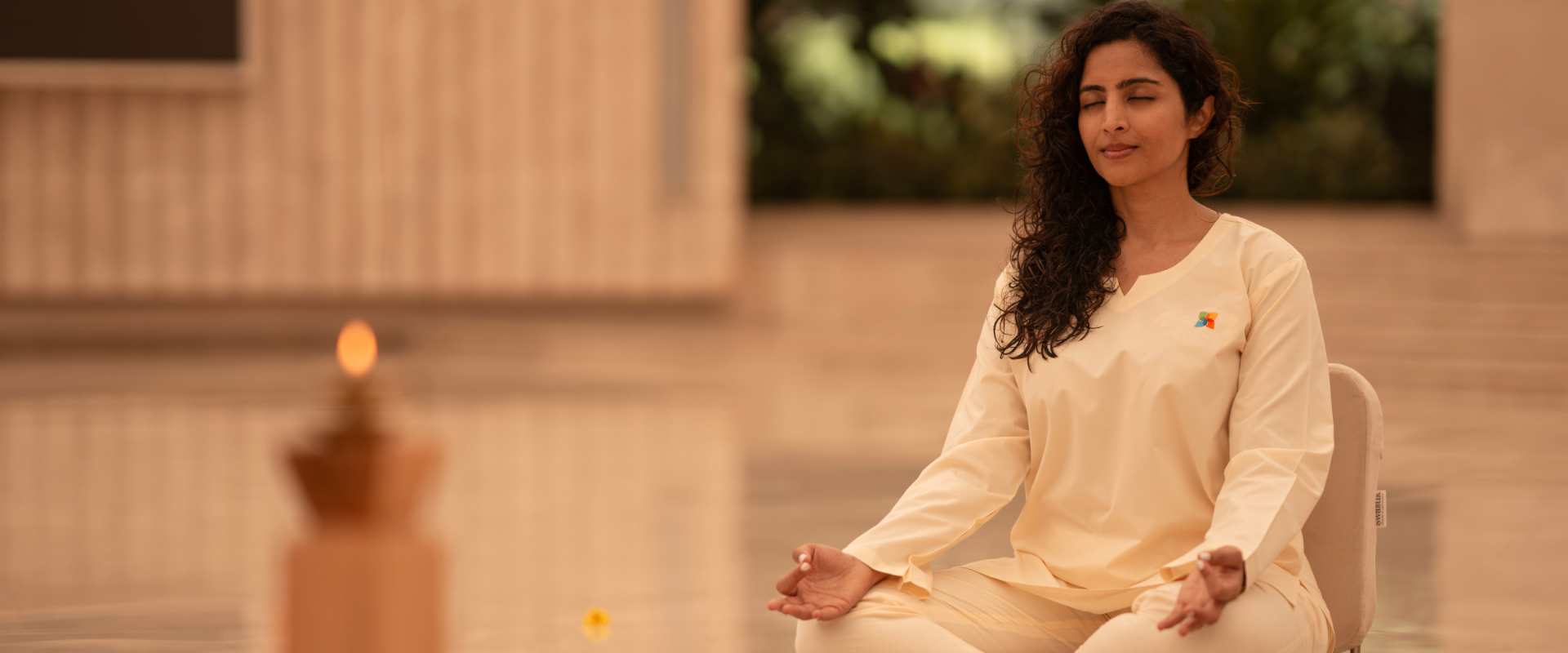 Yoga and Meditation at Dhyan Vihar, Swastik Wellbeing Woman practising yoga and meditation at Dhyan Vihar, Swastik Wellbeing Pune
