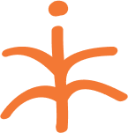 ioc-wealth Minimal abstract orange yoga or meditation figure with curved lines forming a person in seated pose
